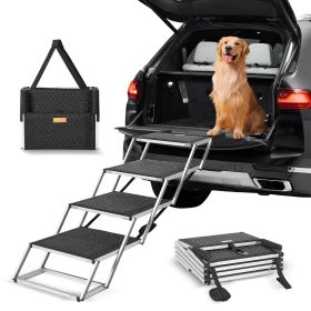 VEVOR Dog Stair for Cars 4-step Folding Dog Steps Aluminum Loads up to 250 lbs VEVOR Dog Stair for Cars 4-step Folding Dog Steps Aluminum Loads up to 250 lbs